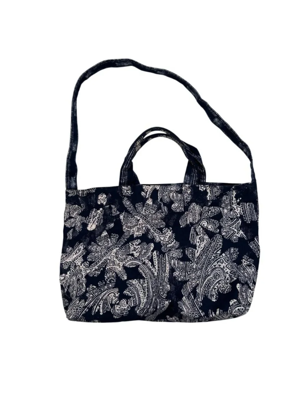 Banana Republic Floral Tote Navy Cream Neutral Work School
